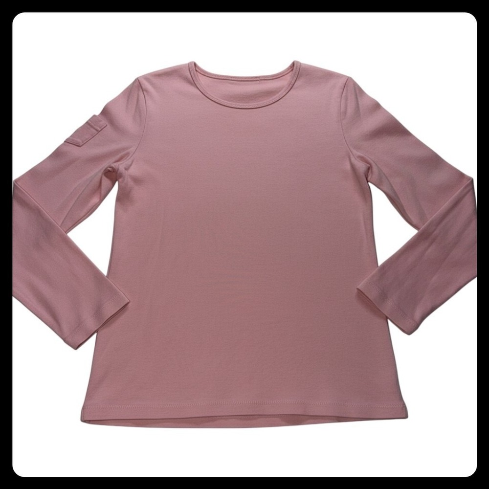 Lauren Ralph Lauren Top Women L Pink Long Sleeve Cotton Ribbed Knit Tee - Picture 6 of 7